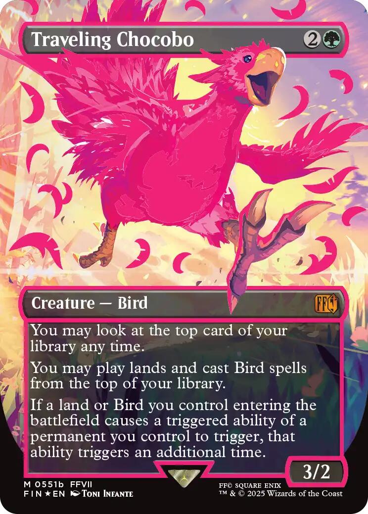 Traveling Chocobo (Borderless) (Neon Ink Pink) [FINAL FANTASY] | Magic Magpie