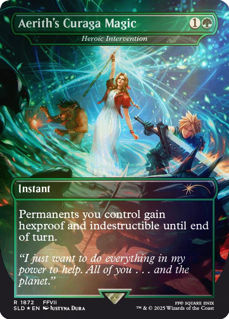 Aerith's Curaga Magic - Heroic Intervention (Rainbow Foil) [Secret Lair Drop Series] | Magic Magpie