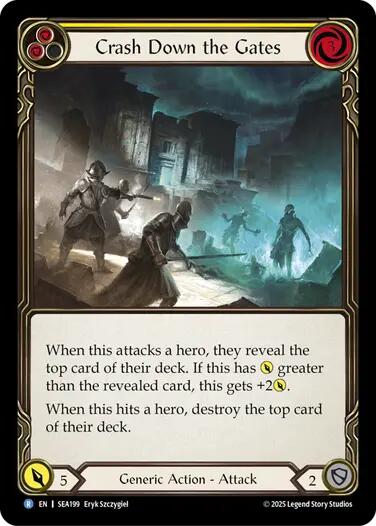 Crash Down the Gates (Yellow) [SEA199] (High Seas)  Rainbow Foil | Magic Magpie