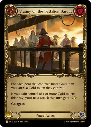 Mutiny on the Battalion Barque (Treasure) [SEA176] (High Seas)  Cold Foil | Magic Magpie