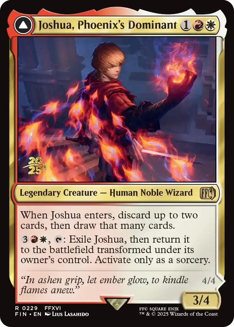 Joshua, Phoenix's Dominant // Phoenix, Warden of Fire [FINAL FANTASY Prerelease Promo] | Magic Magpie