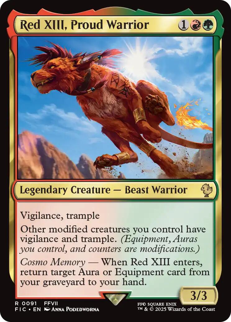 Red XIII, Proud Warrior (Surge Foil) [FINAL FANTASY Commander] | Magic Magpie