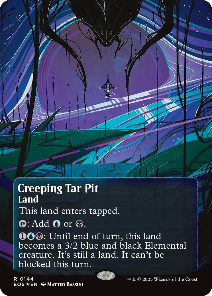 Creeping Tar Pit (0144) (Borderless) (Galaxy Foil) [Edge of Eternities: Stellar Sights] | Magic Magpie