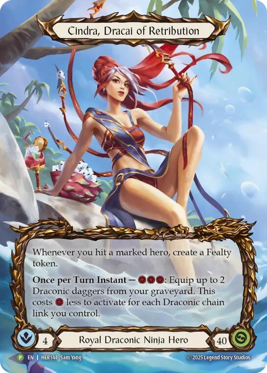 Cindra, Dracai of Retribution [HER144] (Promo)  Rainbow Foil | Magic Magpie