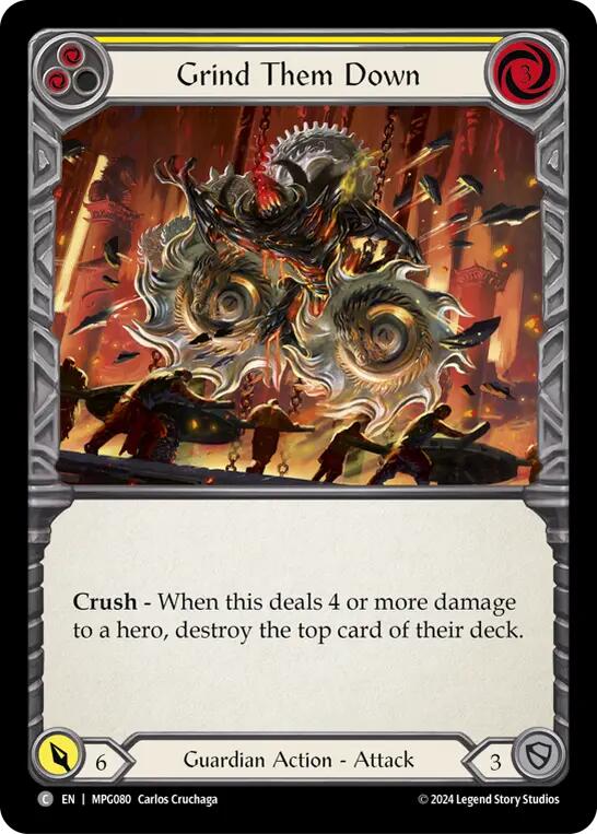Grind Them Down (Yellow) [MPG080] (Mastery Pack Guardian) | Magic Magpie