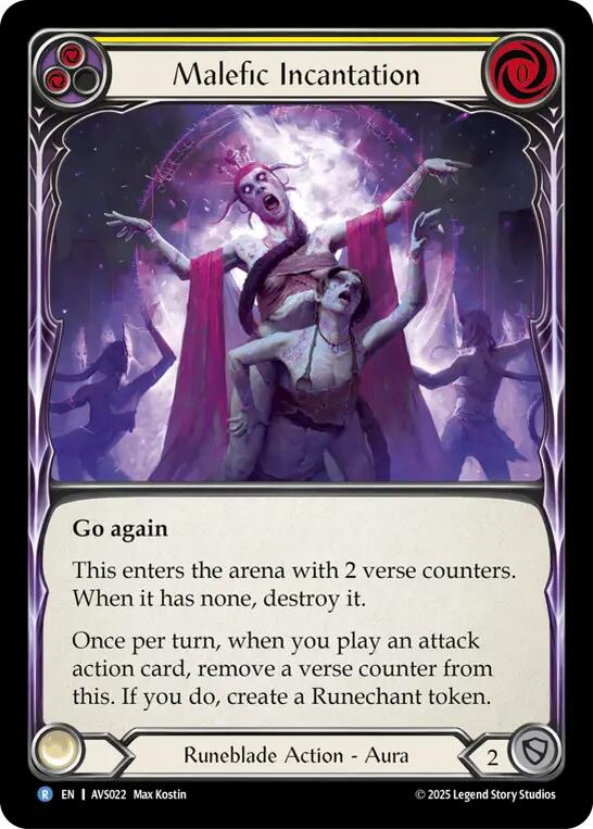 Malefic Incantation (Yellow) [AVS022] (Armory Deck: Legends Viserai) | Magic Magpie