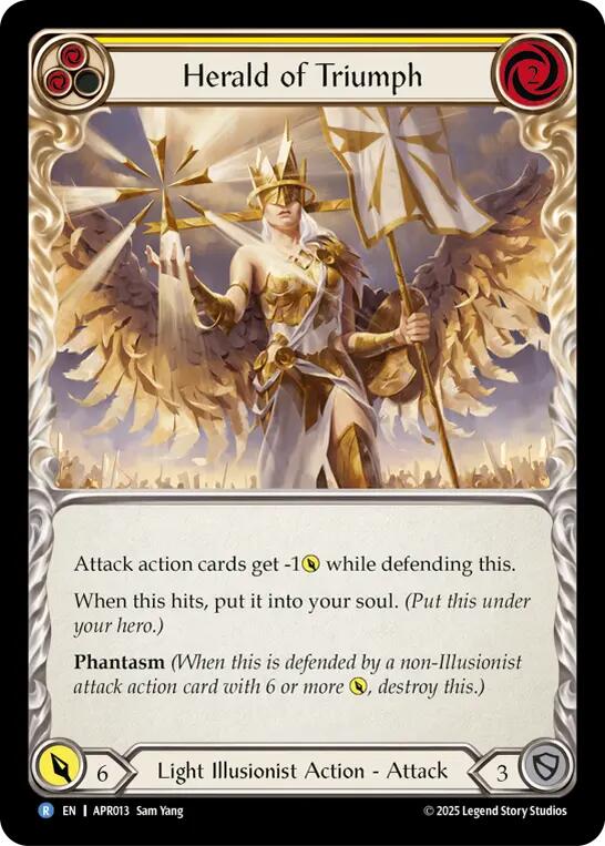 Herald of Triumph (Yellow) [APR013] (Armory Deck: Legends Prism) | Magic Magpie