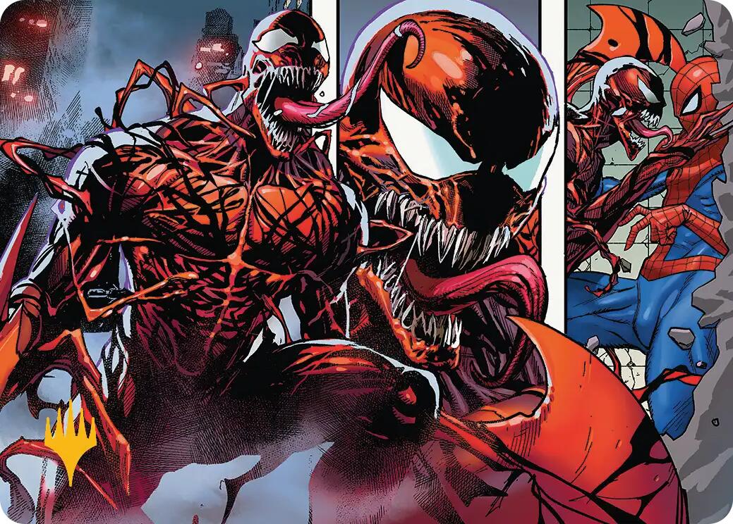 Carnage, Crimson Chaos Art Card (Gold-Stamped Planeswalker Symbol) [Marvel's Spider-Man Art Series] | Magic Magpie