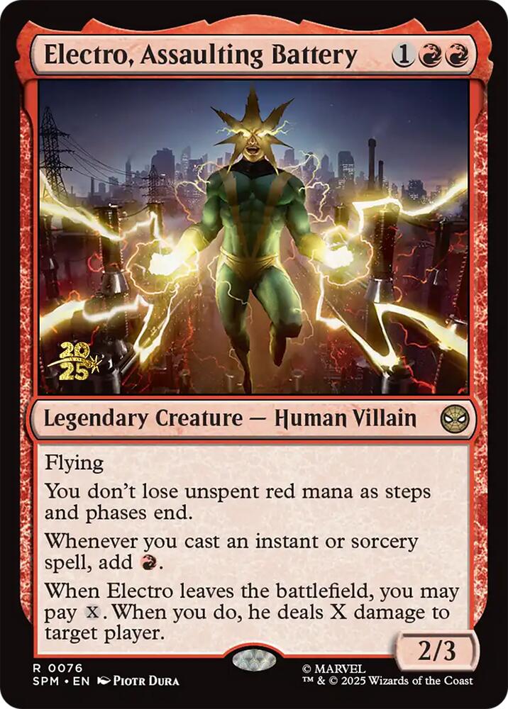 Electro, Assaulting Battery [Marvel's Spider-Man Prerelease Promos] | Magic Magpie