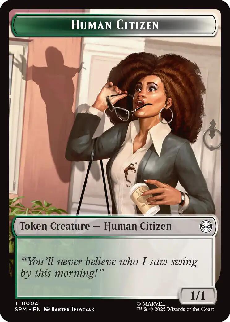 Human Citizen // Treasure Double-Sided Token [Marvel's Spider-Man Tokens] | Magic Magpie