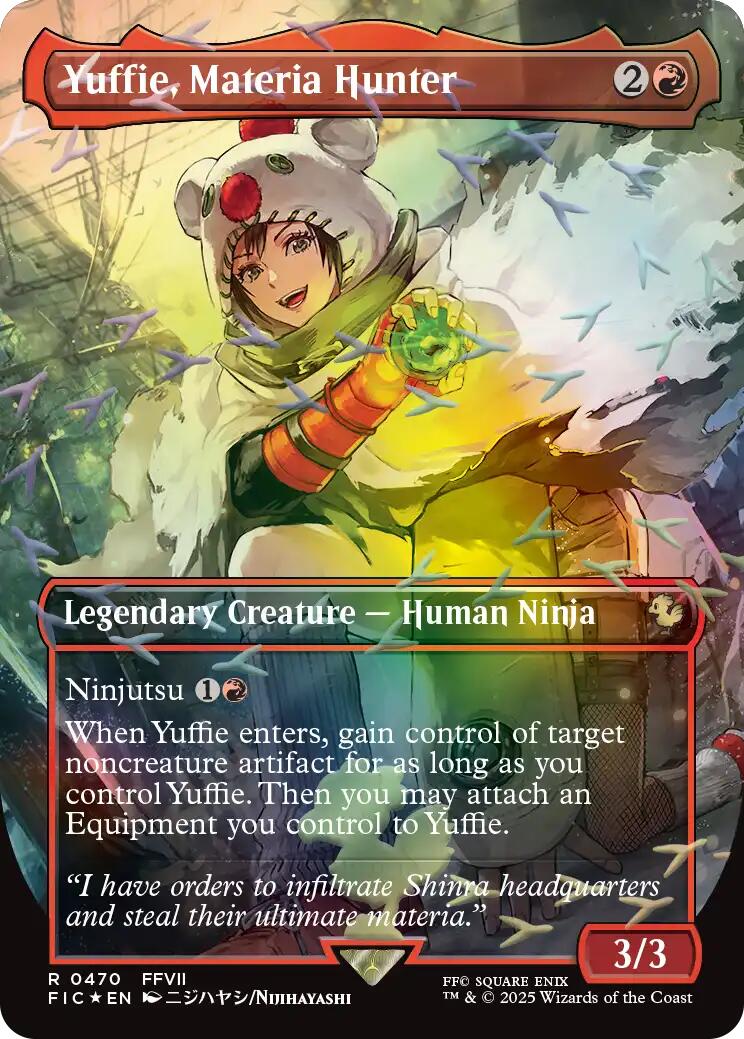 Yuffie, Materia Hunter (Borderless) (Chocobo Track Foil) [FINAL FANTASY Commander] | Magic Magpie