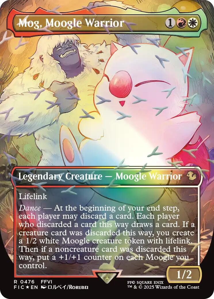 Mog, Moogle Warrior (Borderless) (Chocobo Track Foil) [FINAL FANTASY Commander] | Magic Magpie