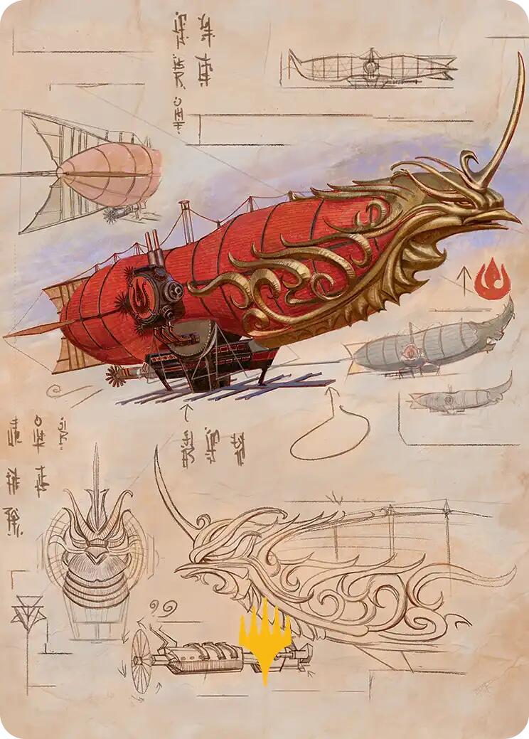 Phoenix Fleet Airship Art Card (Gold-Stamped Planeswalker Symbol) [Avatar: The Last Airbender Art Series] | Magic Magpie