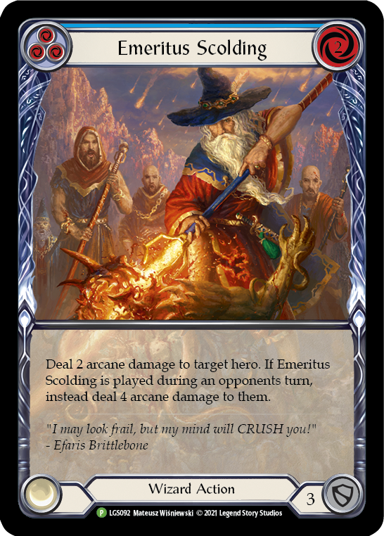 Emeritus Scolding (Blue Extended Art) [LGS092] (Promo)  Rainbow Foil | Magic Magpie