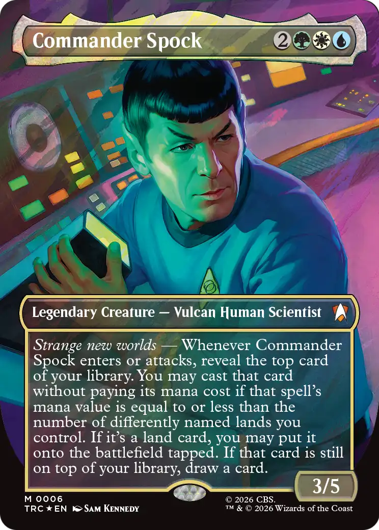 Commander Spock (Borderless) (Surge Foil) [Star Trek Commander] | Magic Magpie