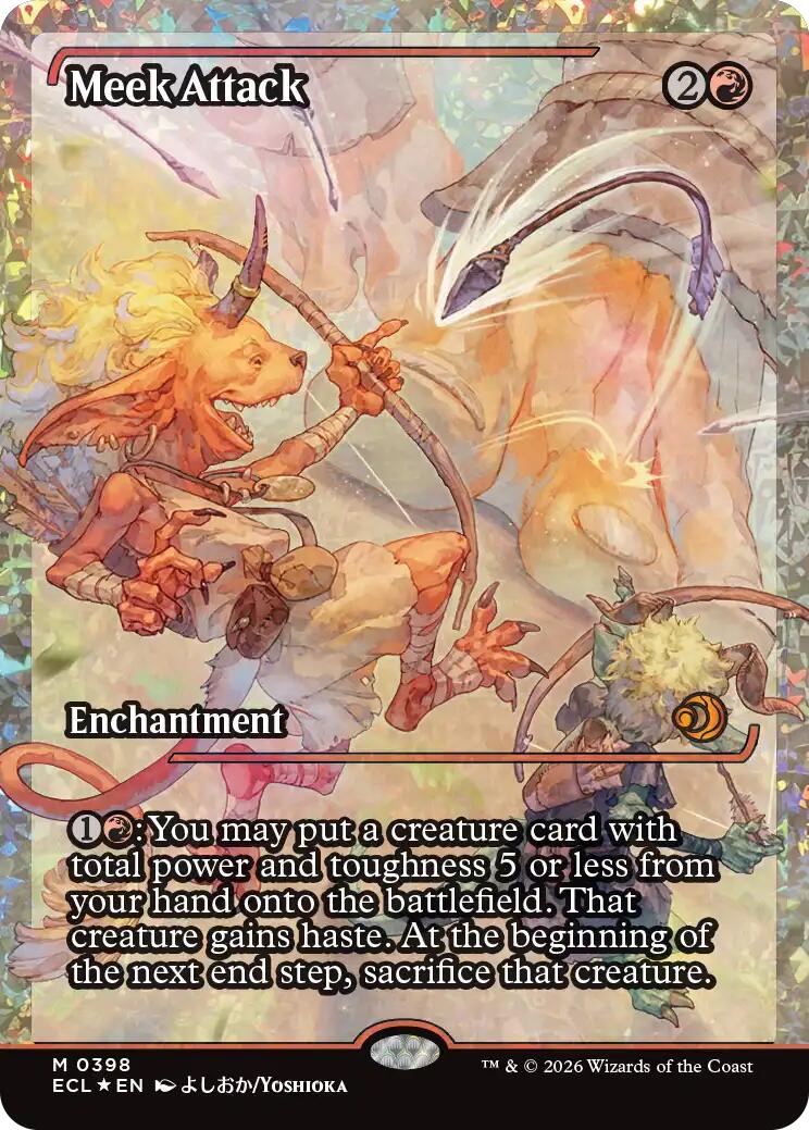 Meek Attack (398) (Showcase) (Fracture Foil) [Lorwyn Eclipsed] | Magic Magpie