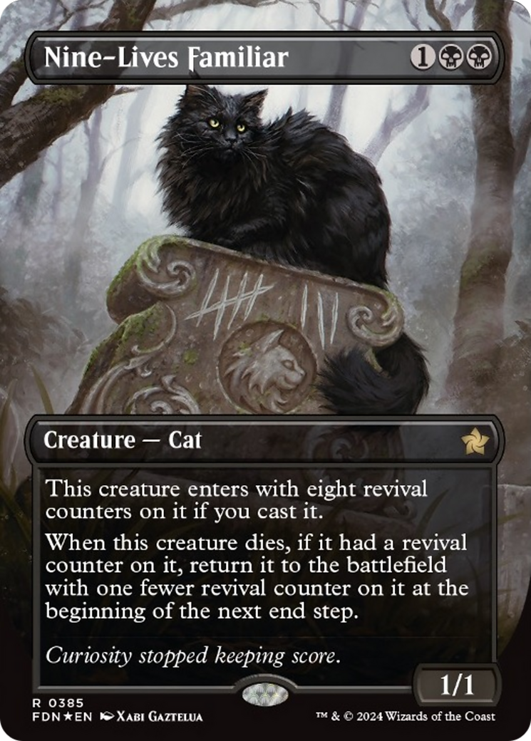 Nine-Lives Familiar (Borderless Mana Foil) [Foundations] | Magic Magpie