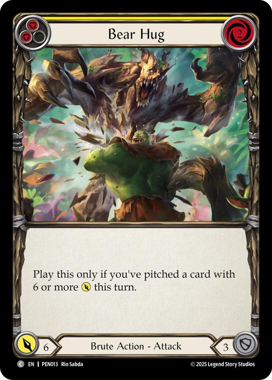 Bear Hug (Yellow) (Rainbow Foil) [PEN013] (Compendium of Rathe)  Rainbow Foil | Magic Magpie