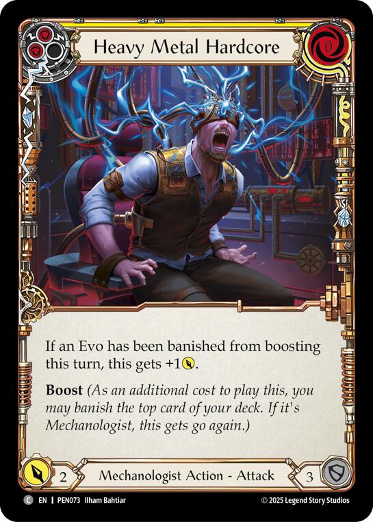 Heavy Metal Hardcore (Yellow) (Rainbow Foil) [PEN073] (Compendium of Rathe)  Rainbow Foil | Magic Magpie