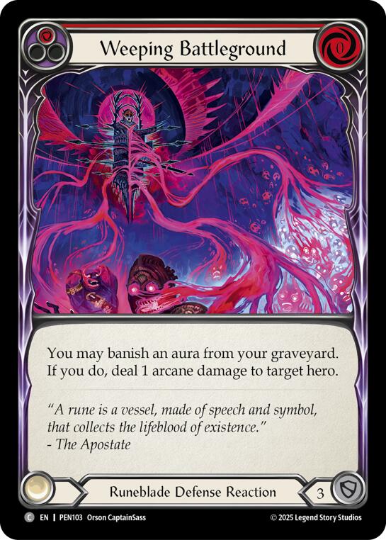 Weeping Battleground (Red) (Rainbow Foil) [PEN103] (Compendium of Rathe)  Rainbow Foil | Magic Magpie