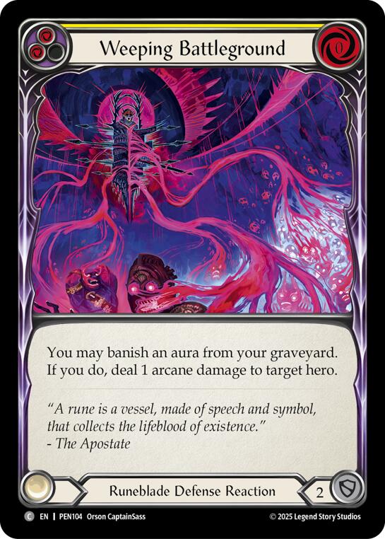 Weeping Battleground (Yellow) (Rainbow Foil) [PEN104] (Compendium of Rathe)  Rainbow Foil | Magic Magpie