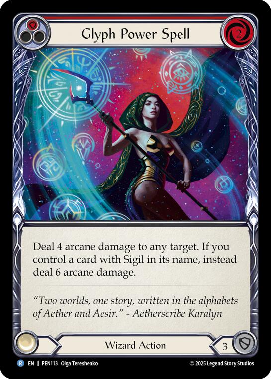 Glyph Power Spell (Red) (Rainbow Foil) [PEN113] (Compendium of Rathe)  Rainbow Foil | Magic Magpie