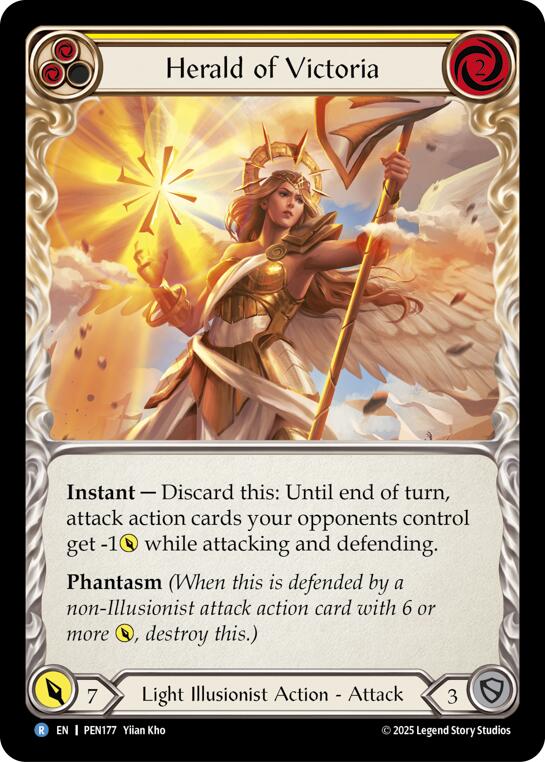 Herald Of Victoria (Yellow) (Rainbow Foil) [PEN177] (Compendium of Rathe)  Rainbow Foil | Magic Magpie