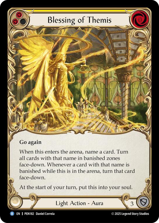 Blessing Of Themis (Yellow) (Rainbow Foil) [PEN182] (Compendium of Rathe)  Rainbow Foil | Magic Magpie