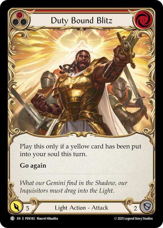 Duty Bound Blitz (Red) (Rainbow Foil) [PEN183] (Compendium of Rathe)  Rainbow Foil | Magic Magpie