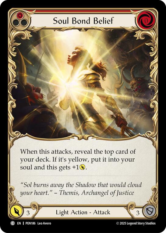Soul Bond Belief (Red) (Rainbow Foil) [PEN186] (Compendium of Rathe)  Rainbow Foil | Magic Magpie