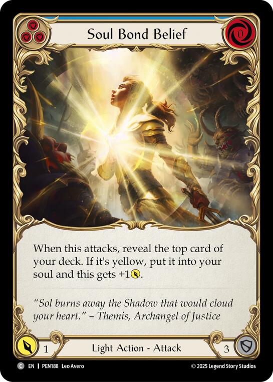 Soul Bond Belief (Blue) (Rainbow Foil) [PEN188] (Compendium of Rathe)  Rainbow Foil | Magic Magpie