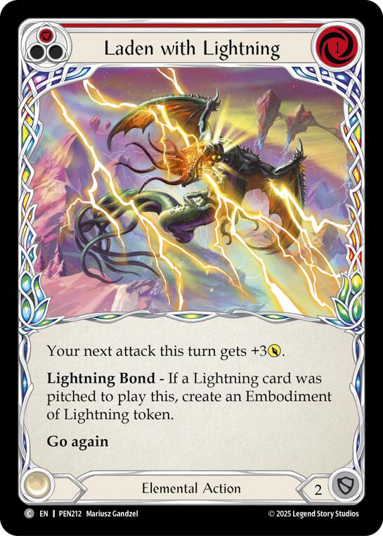 Laden With Lightning (Red) (Rainbow Foil) [PEN212] (Compendium of Rathe)  Rainbow Foil | Magic Magpie