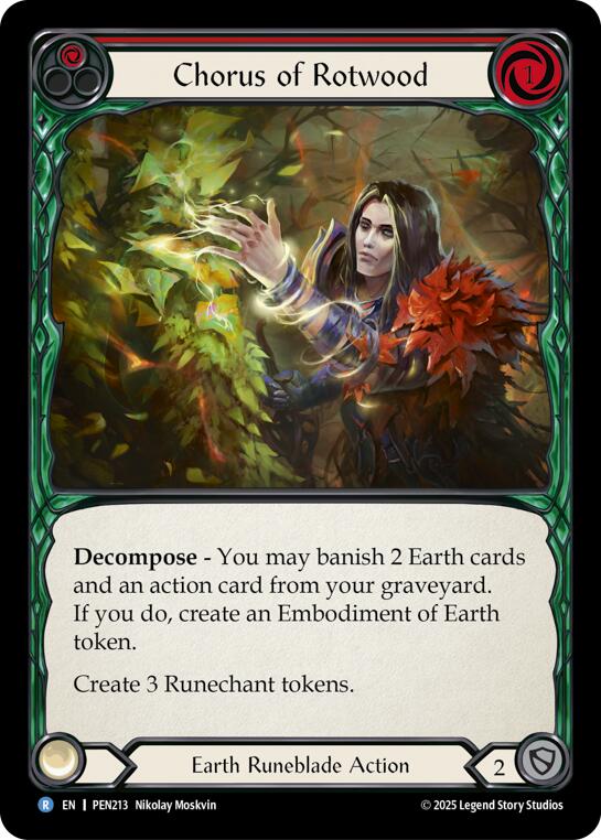 Chorus Of Rotwood (Red) (Rainbow Foil) [PEN213] (Compendium of Rathe)  Rainbow Foil | Magic Magpie