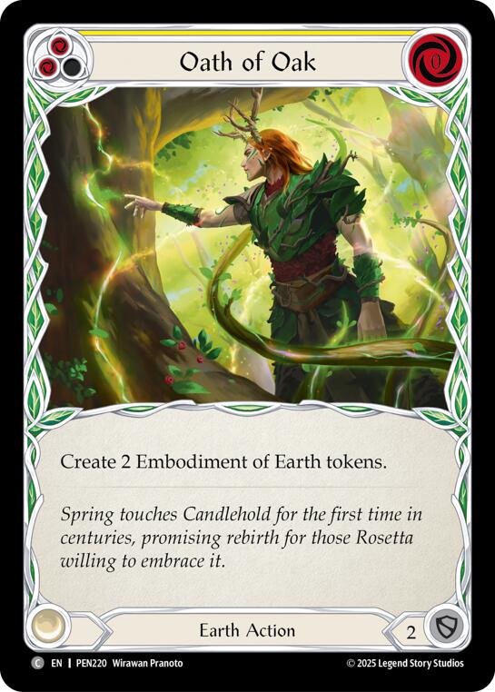 Oath Of Oak (Yellow) (Rainbow Foil) [PEN220] (Compendium of Rathe)  Rainbow Foil | Magic Magpie