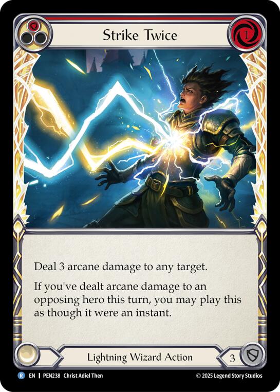 Strike Twice (Red) (Rainbow Foil) [PEN238] (Compendium of Rathe)  Rainbow Foil | Magic Magpie