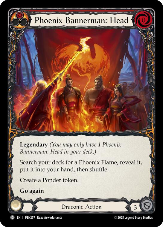 Phoenix Bannerman Head (Red) (Rainbow Foil) [PEN257] (Compendium of Rathe)  Rainbow Foil | Magic Magpie