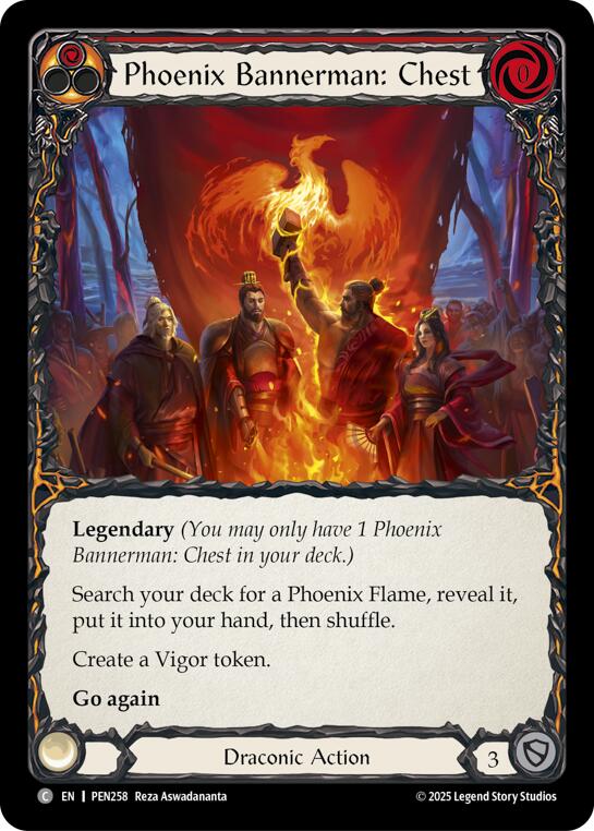 Phoenix Bannerman Chest (Red) (Rainbow Foil) [PEN258] (Compendium of Rathe)  Rainbow Foil | Magic Magpie