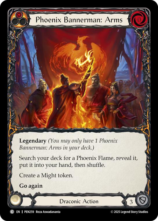 Phoenix Bannerman Arms (Red) (Rainbow Foil) [PEN259] (Compendium of Rathe)  Rainbow Foil | Magic Magpie