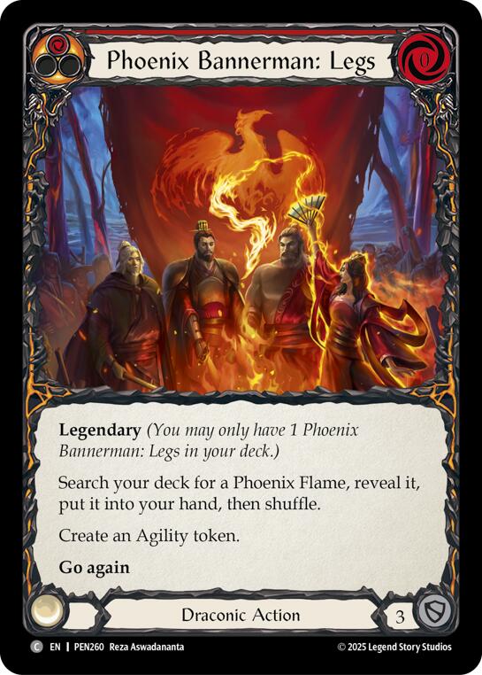 Phoenix Bannerman Legs (Red) (Rainbow Foil) [PEN260] (Compendium of Rathe)  Rainbow Foil | Magic Magpie
