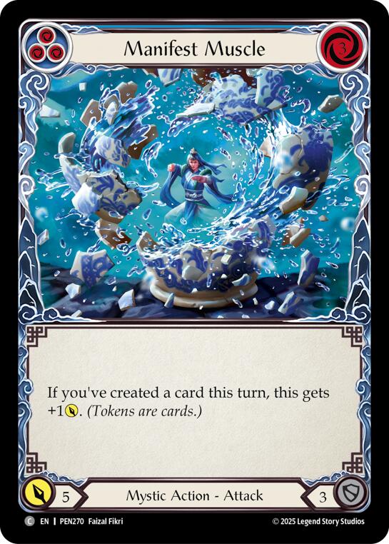 Manifest Muscle (Blue) (Rainbow Foil) [PEN270] (Compendium of Rathe)  Rainbow Foil | Magic Magpie