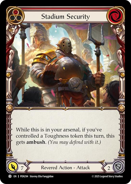 Stadium Security (Red) (Rainbow Foil) [PEN294] (Compendium of Rathe)  Rainbow Foil | Magic Magpie