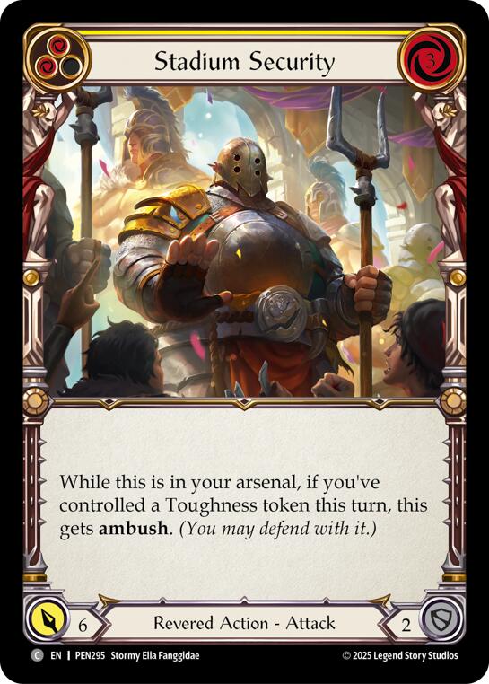 Stadium Security (Yellow) (Rainbow Foil) [PEN295] (Compendium of Rathe)  Rainbow Foil | Magic Magpie