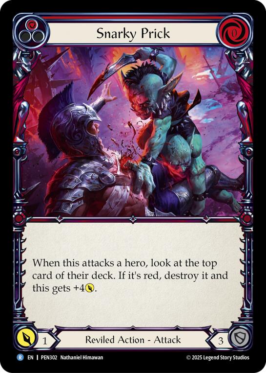 Snarky Prick (Red) (Rainbow Foil) [PEN302] (Compendium of Rathe)  Rainbow Foil | Magic Magpie