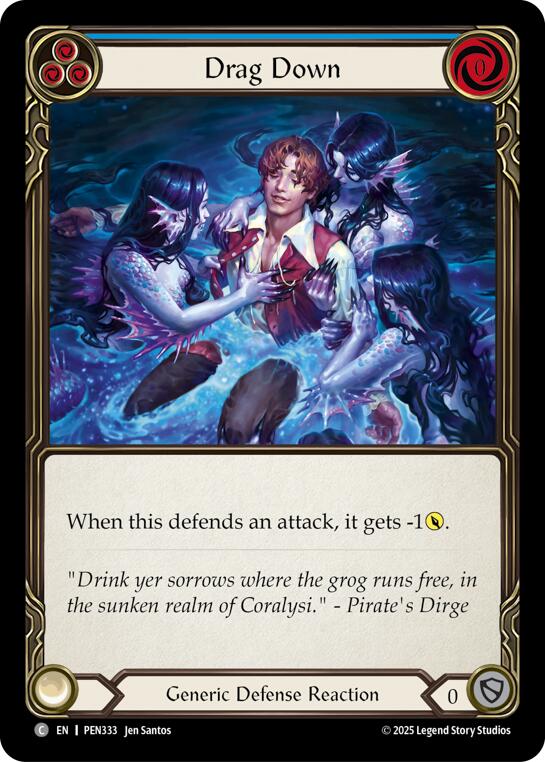 Drag Down (Blue) (Rainbow Foil) [PEN333] (Compendium of Rathe)  Rainbow Foil | Magic Magpie