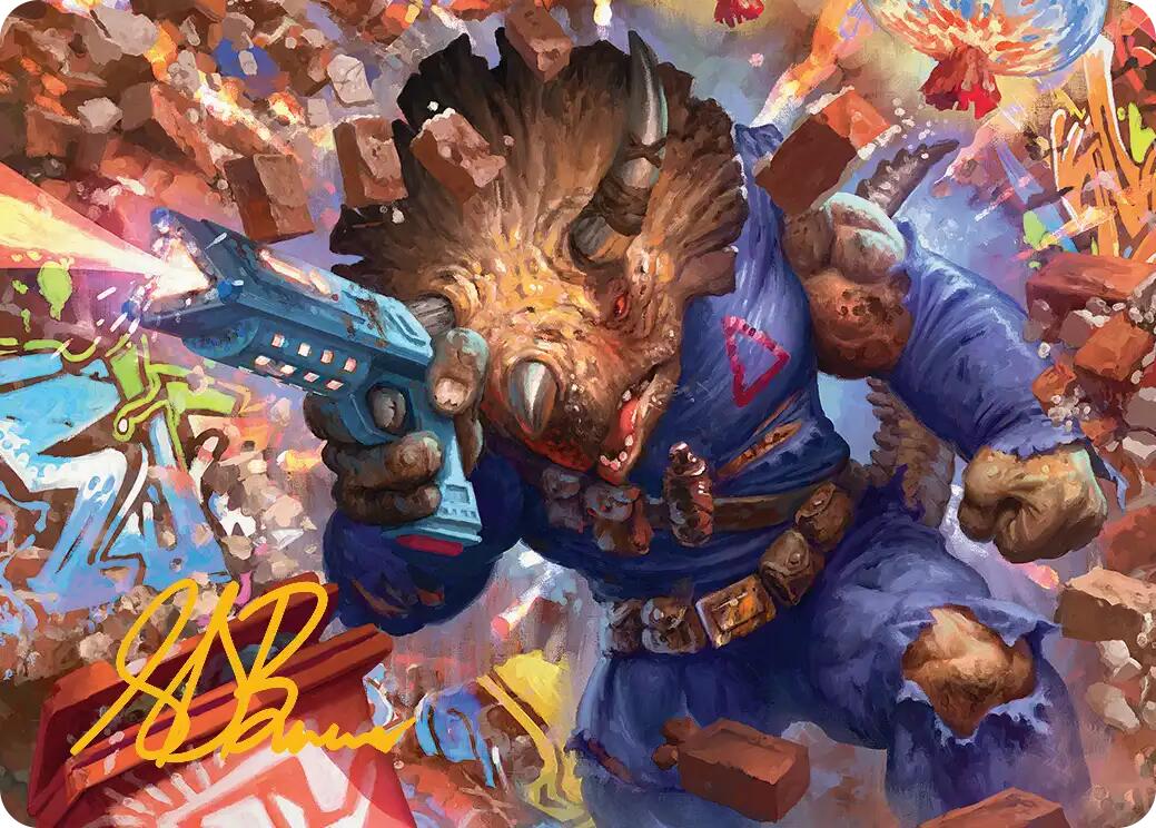 Zog, Triceraton Castaway Art Card (Gold-Stamped Signature) [Teenage Mutant Ninja Turtles Art Series] | Magic Magpie