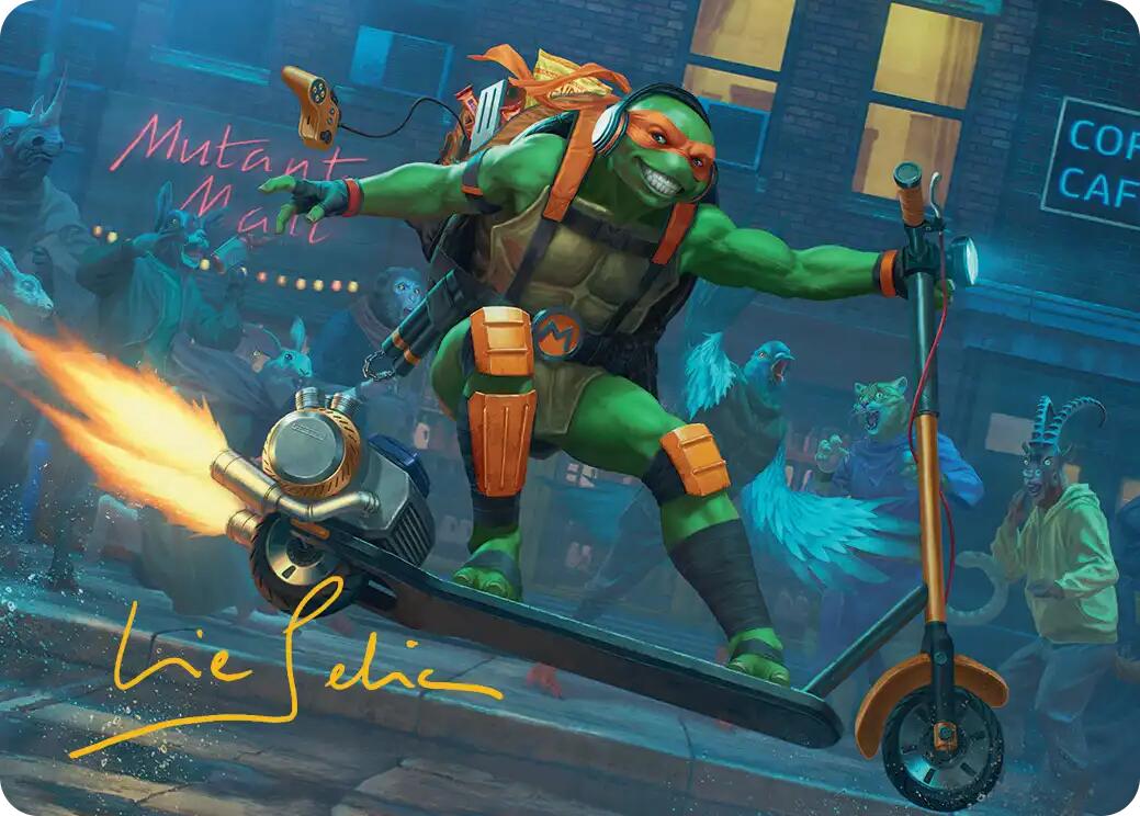 Michelangelo, On the Scene Art Card (Gold-Stamped Signature) [Teenage Mutant Ninja Turtles Art Series] | Magic Magpie