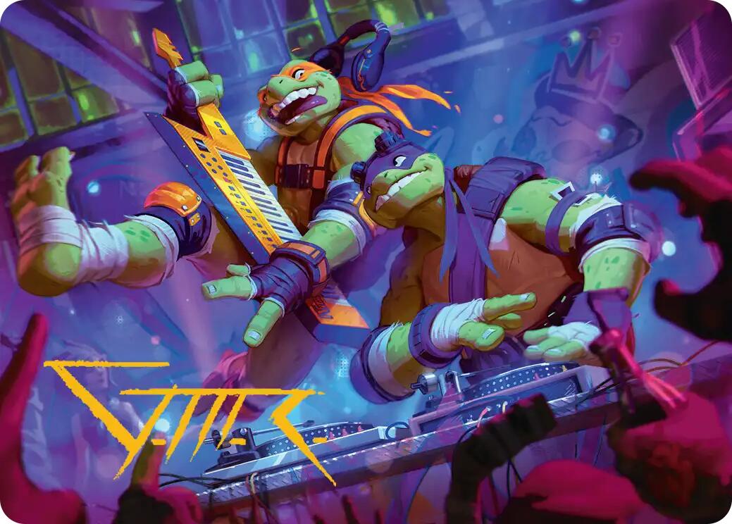 Mikey & Don, Party Planners Art Card (Gold-Stamped Signature) [Teenage Mutant Ninja Turtles Art Series] | Magic Magpie