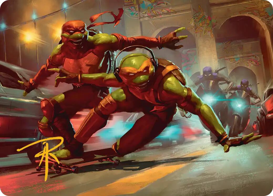 Raph & Mikey, Troublemakers Art Card (Gold-Stamped Signature) [Teenage Mutant Ninja Turtles Art Series] | Magic Magpie
