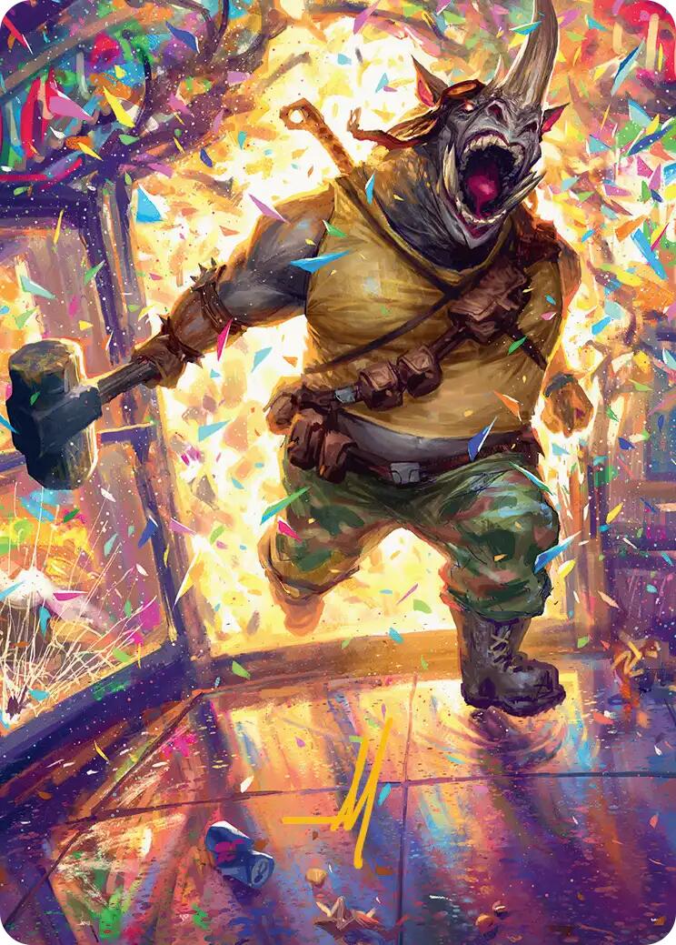 Rocksteady, Rowdy Rhino Art Card (Gold-Stamped Signature) [Teenage Mutant Ninja Turtles Art Series] | Magic Magpie