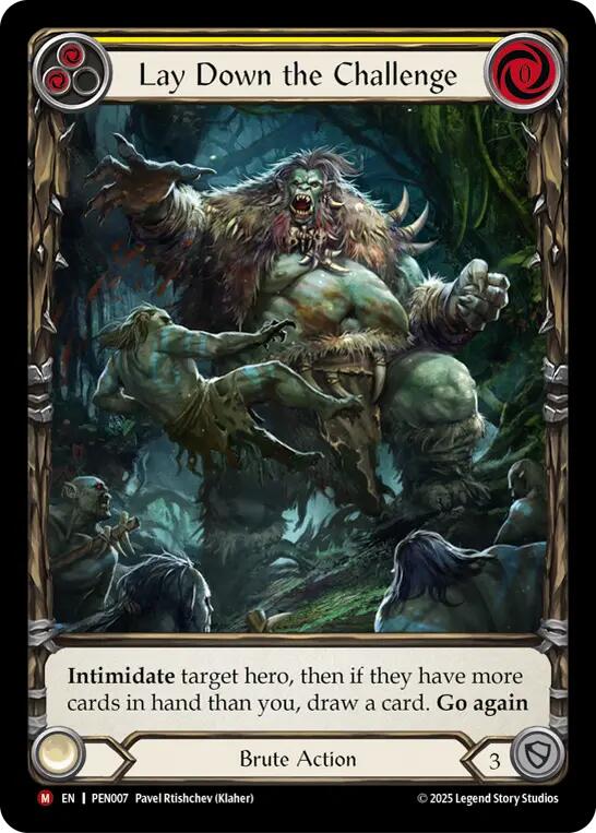 Lay Down The Challenge (Yellow) (Extended Art) [PEN007] (Compendium of Rathe)  Rainbow Foil | Magic Magpie